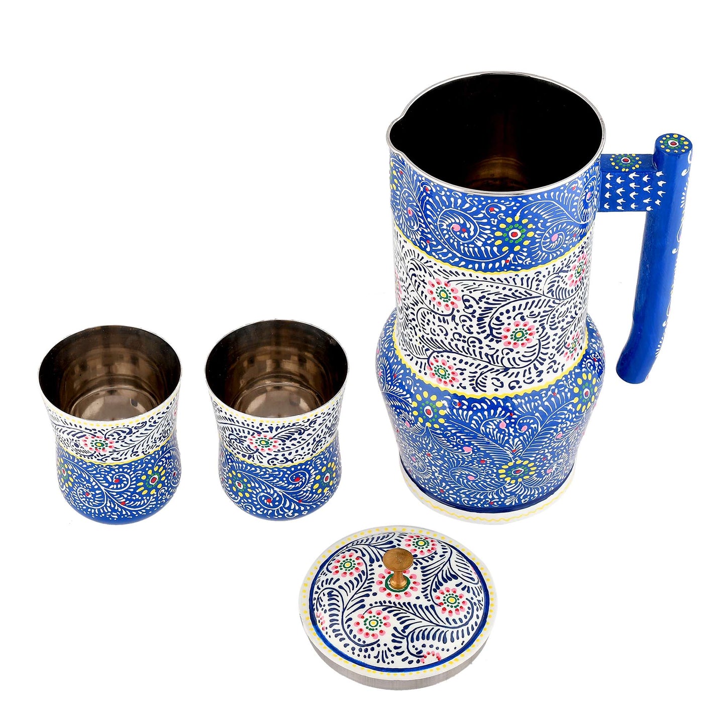 Aluminum Jug Set with 2 Glass Tumblers | Stylish Kitchen Decor & Home Decoration