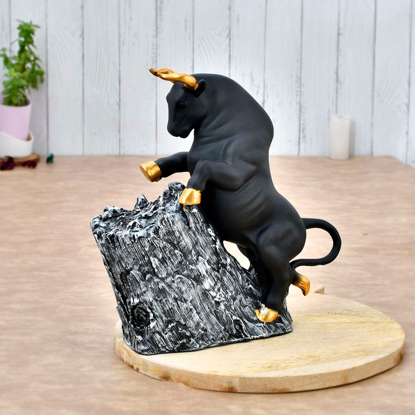 Antique Geometric Bull Sculpture | Unique Art Piece for Home Decor
