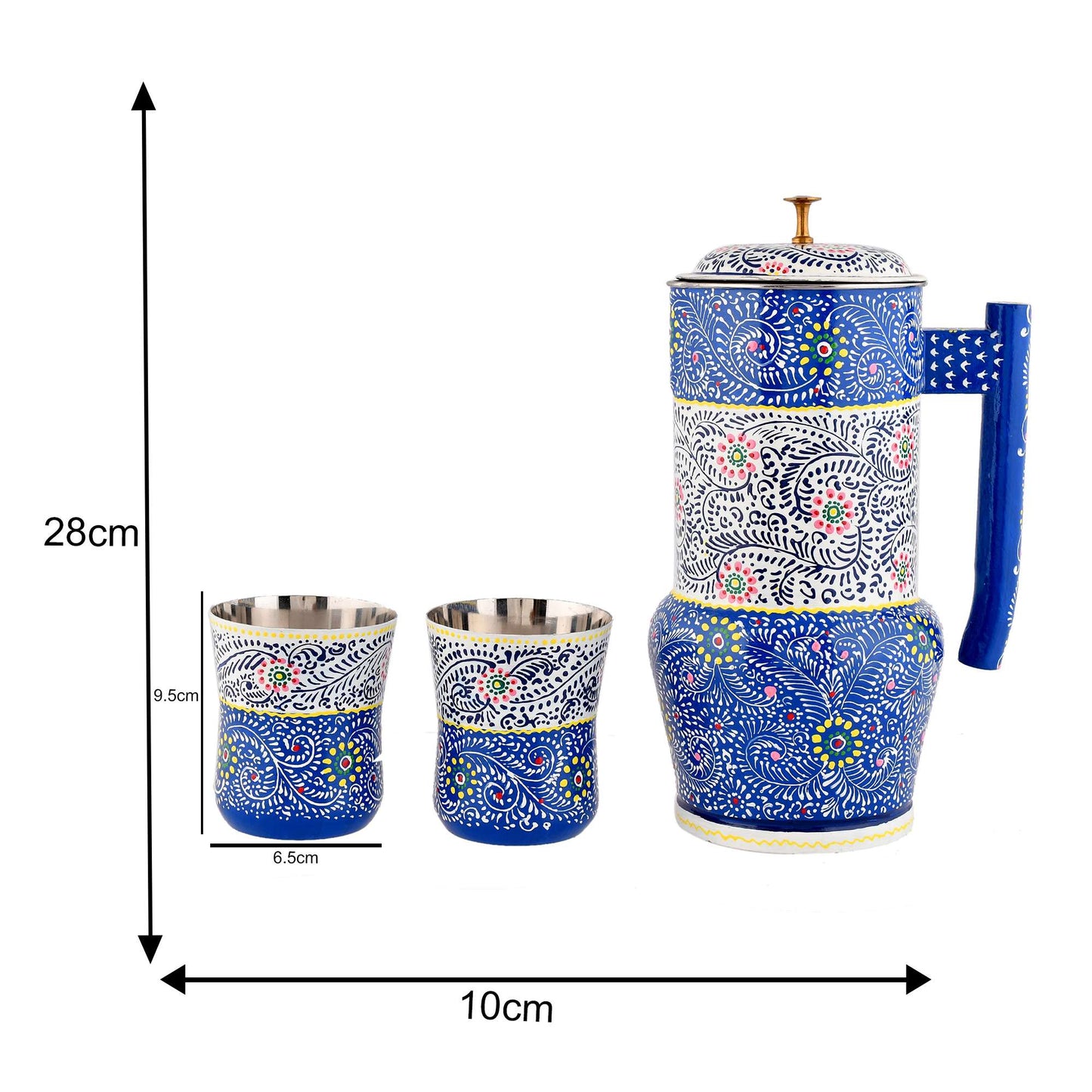 Aluminum Jug Set with 2 Glass Tumblers | Stylish Kitchen Decor & Home Decoration