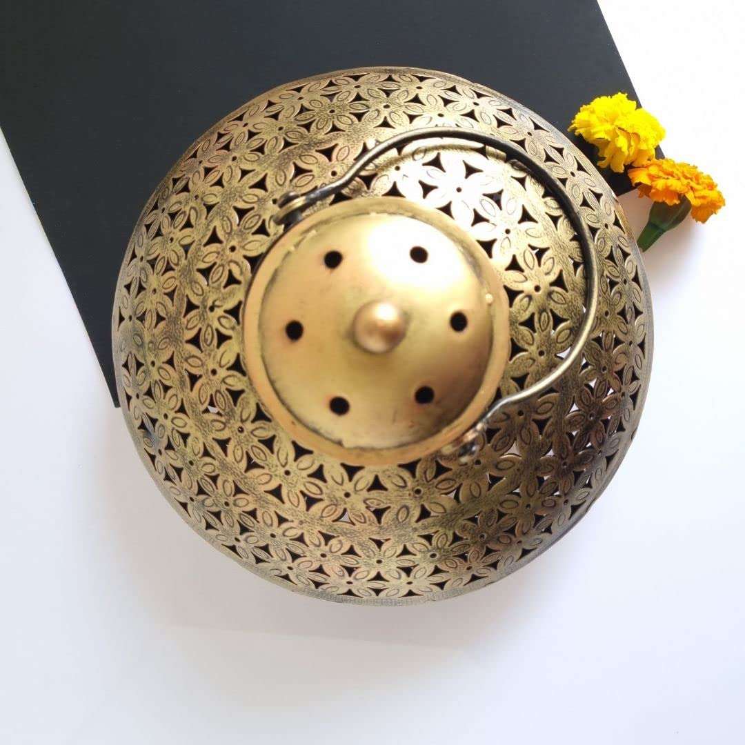 Brass Incense Burner with Smoke - Elegant Bronze Aromatherapy Accessory