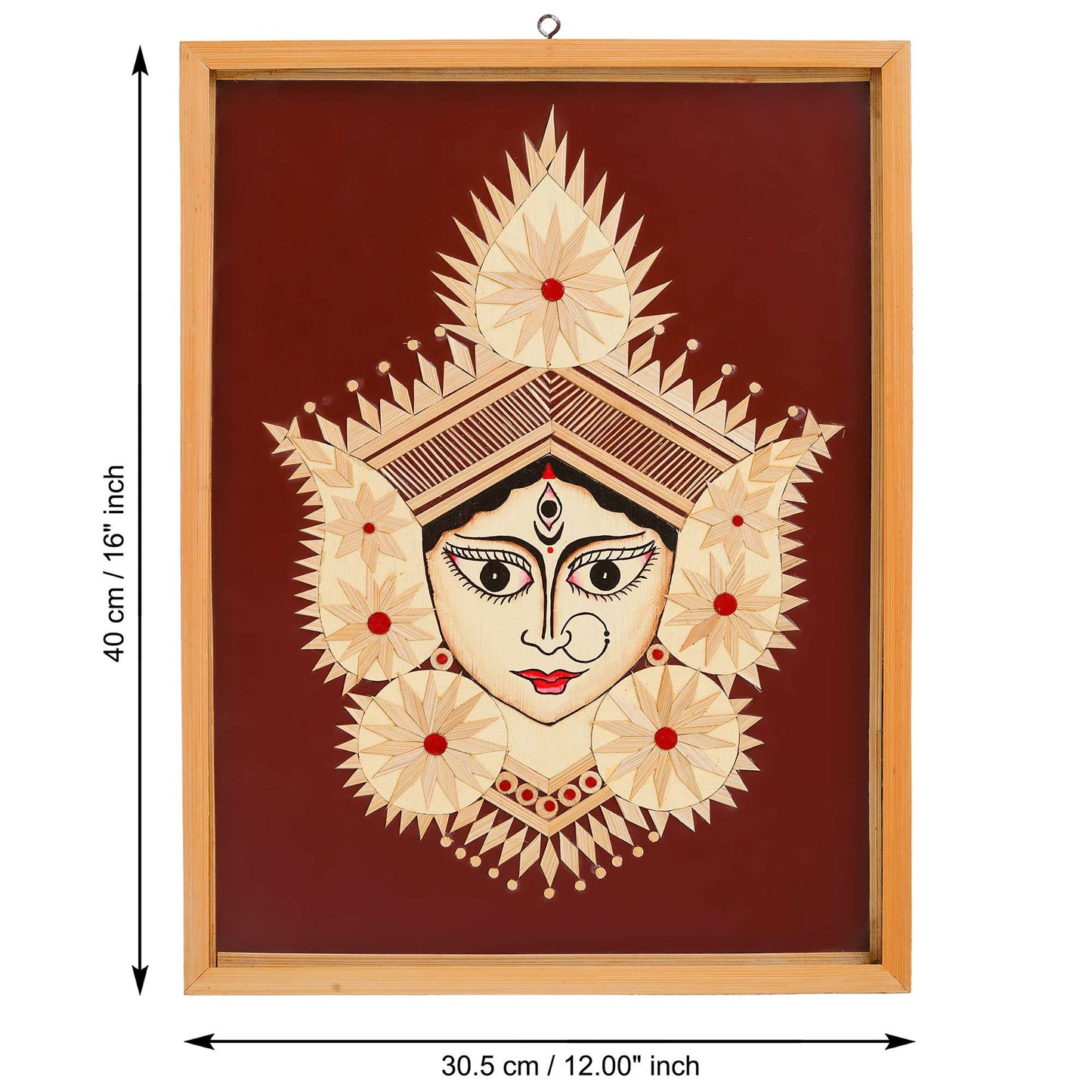 Bamboo Handcrafted Framed Wall Hanging of Durga Ji | Unique Home Decor