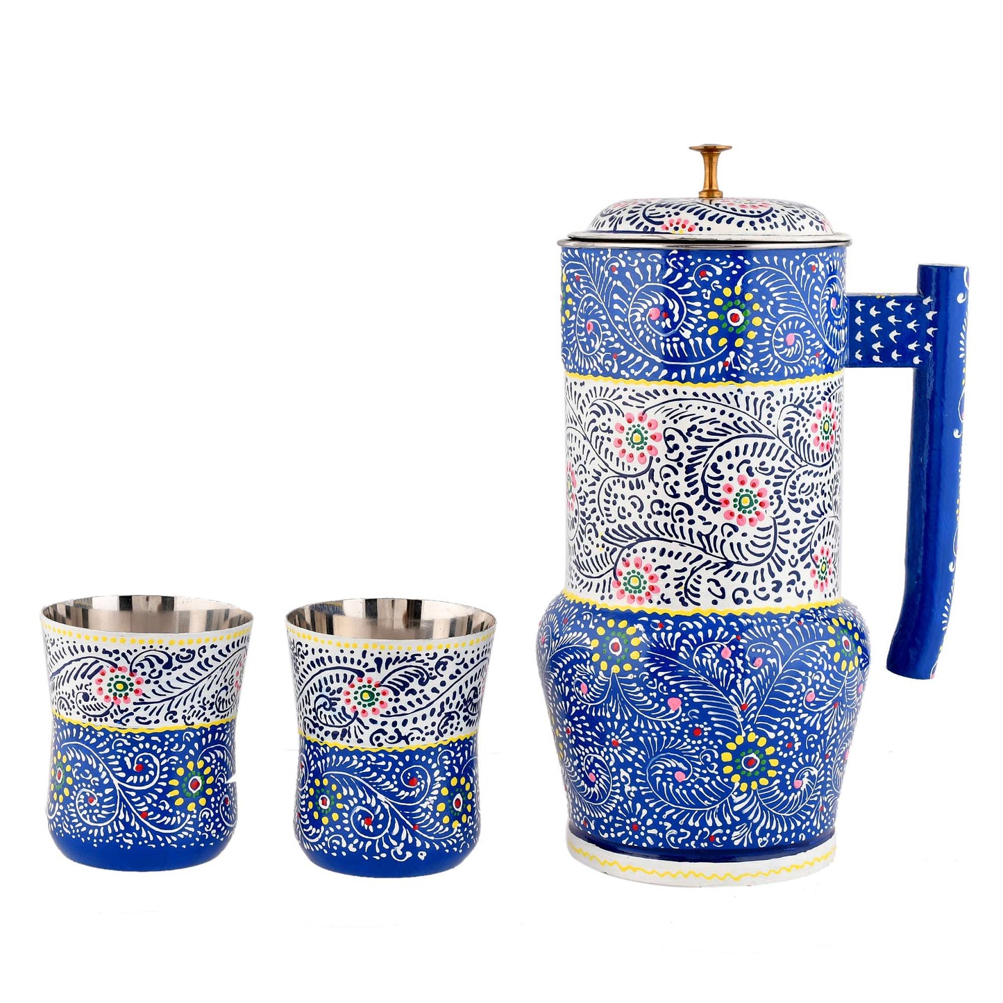 Aluminum Jug Set with 2 Glass Tumblers | Stylish Kitchen Decor & Home Decoration