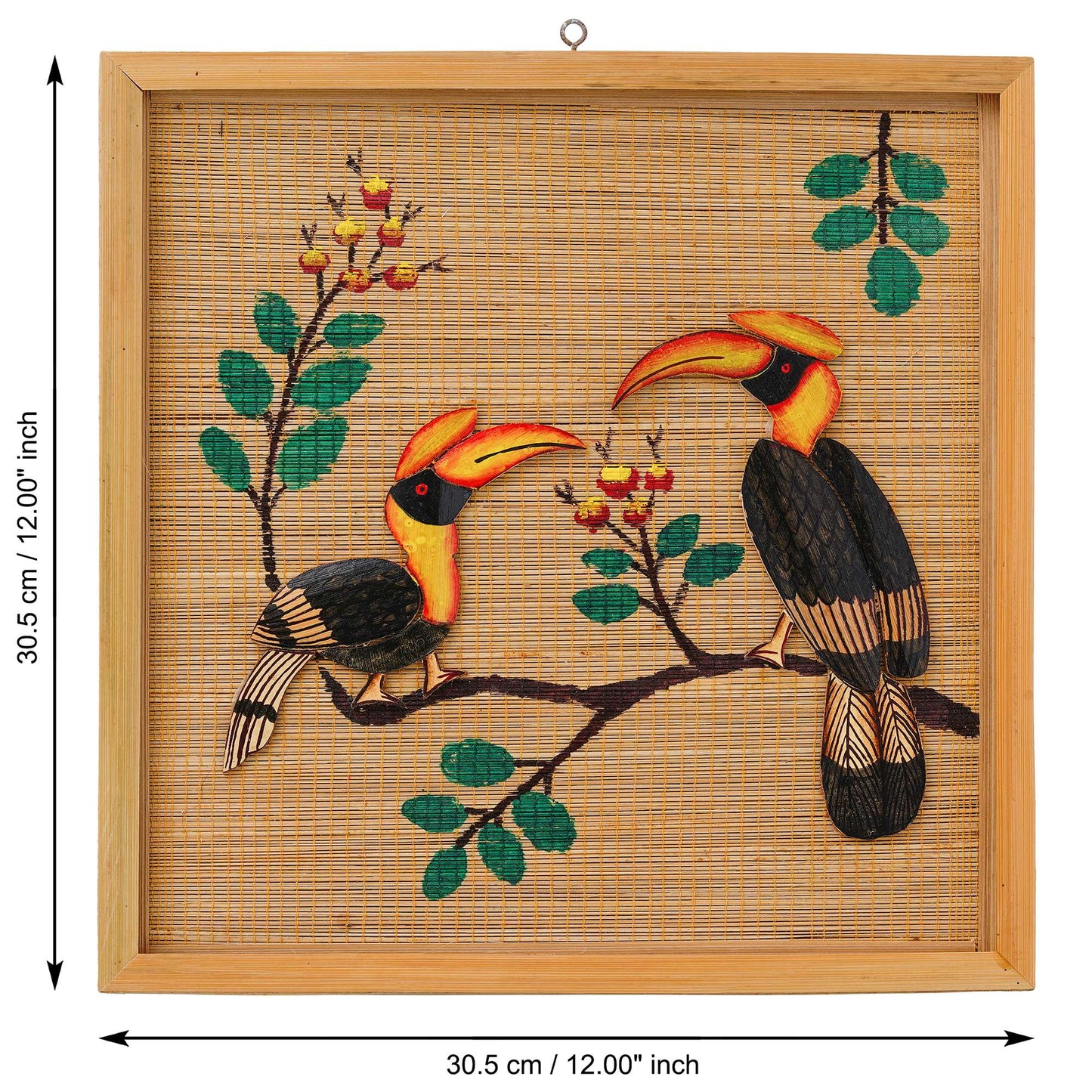 Bamboo Art Couple Hornbill Painting | Unique Home Decor & Gift