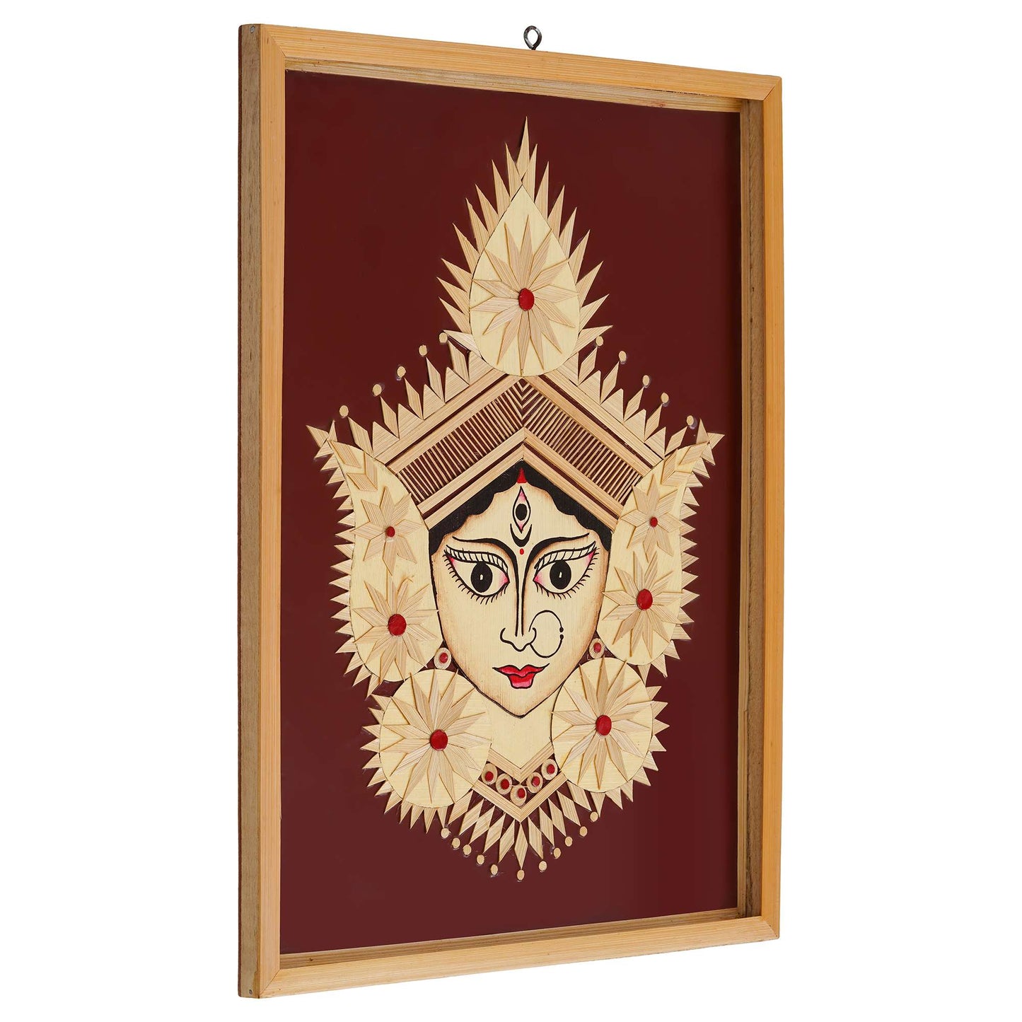 Bamboo Handcrafted Framed Wall Hanging of Durga Ji | Unique Home Decor