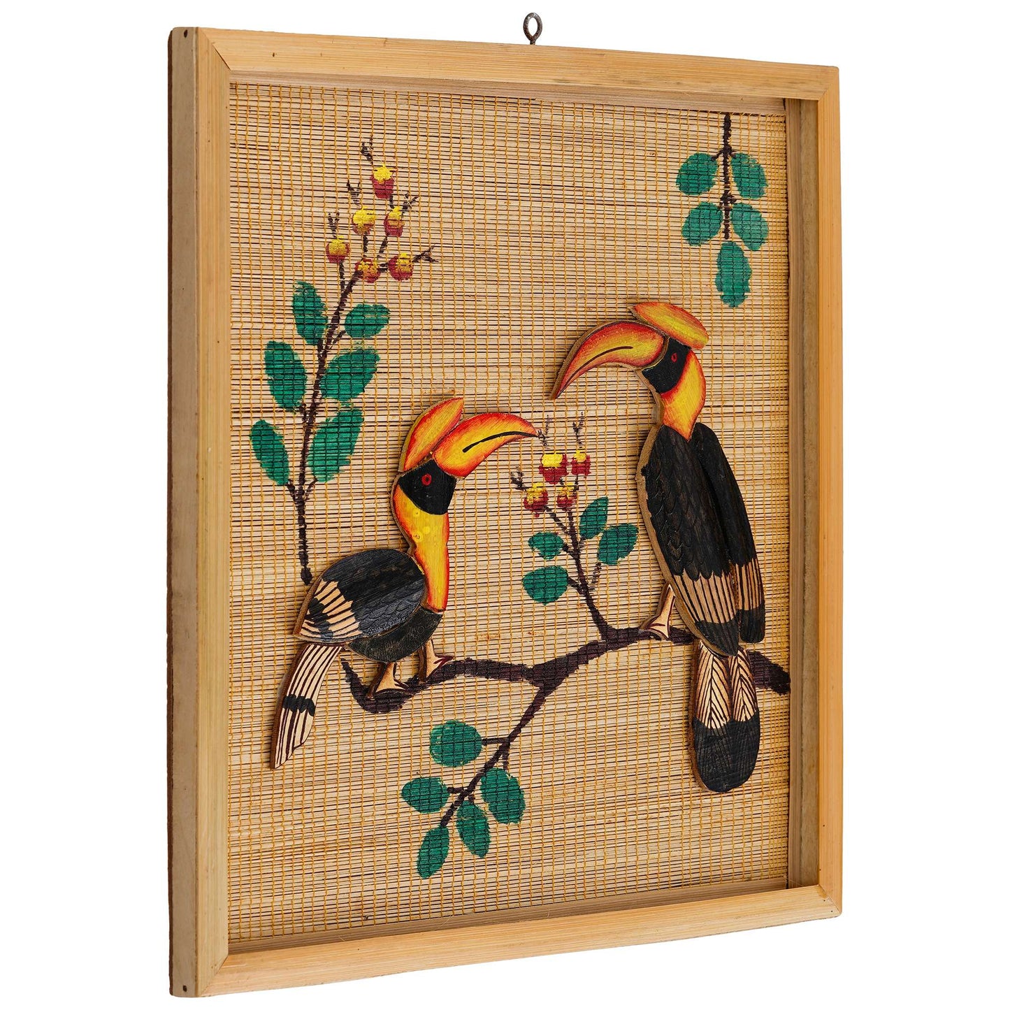 Bamboo Art Couple Hornbill Painting | Unique Home Decor & Gift