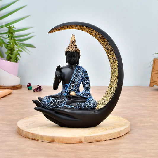 Antique Big Meditating Moon Buddha Statue | Serene Home Decor